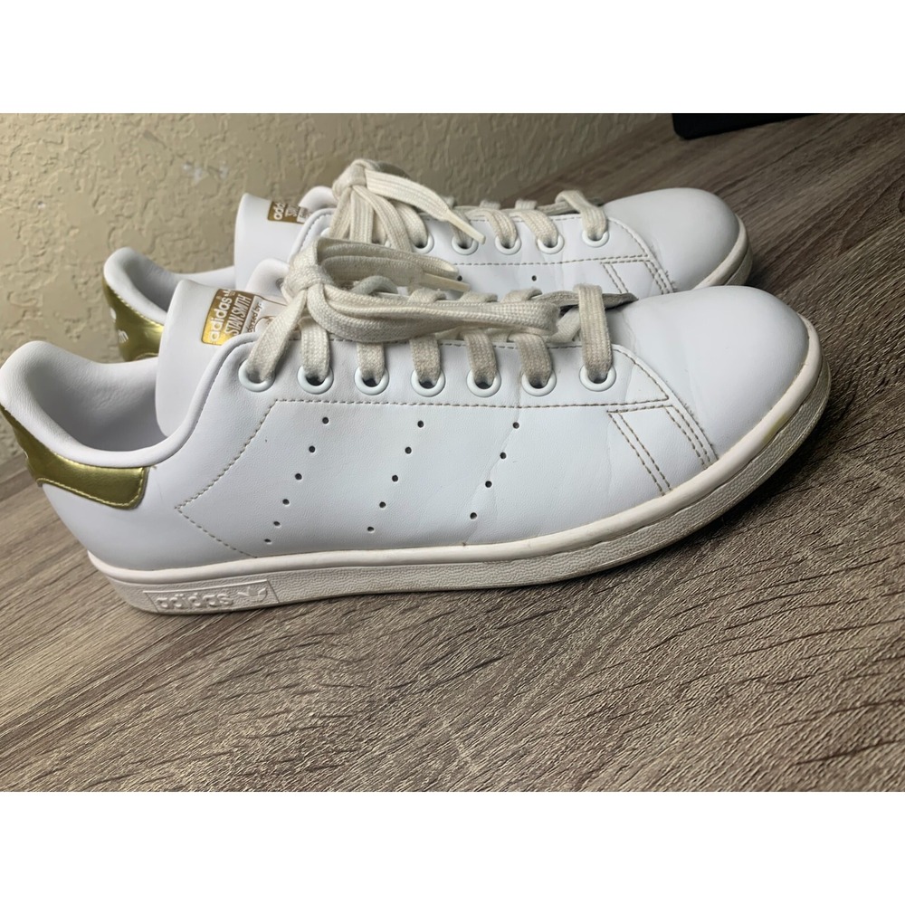 Adidas Originals Stan Smith Womens Shoes Size 8 White Gold HQ6653 Sneaker
